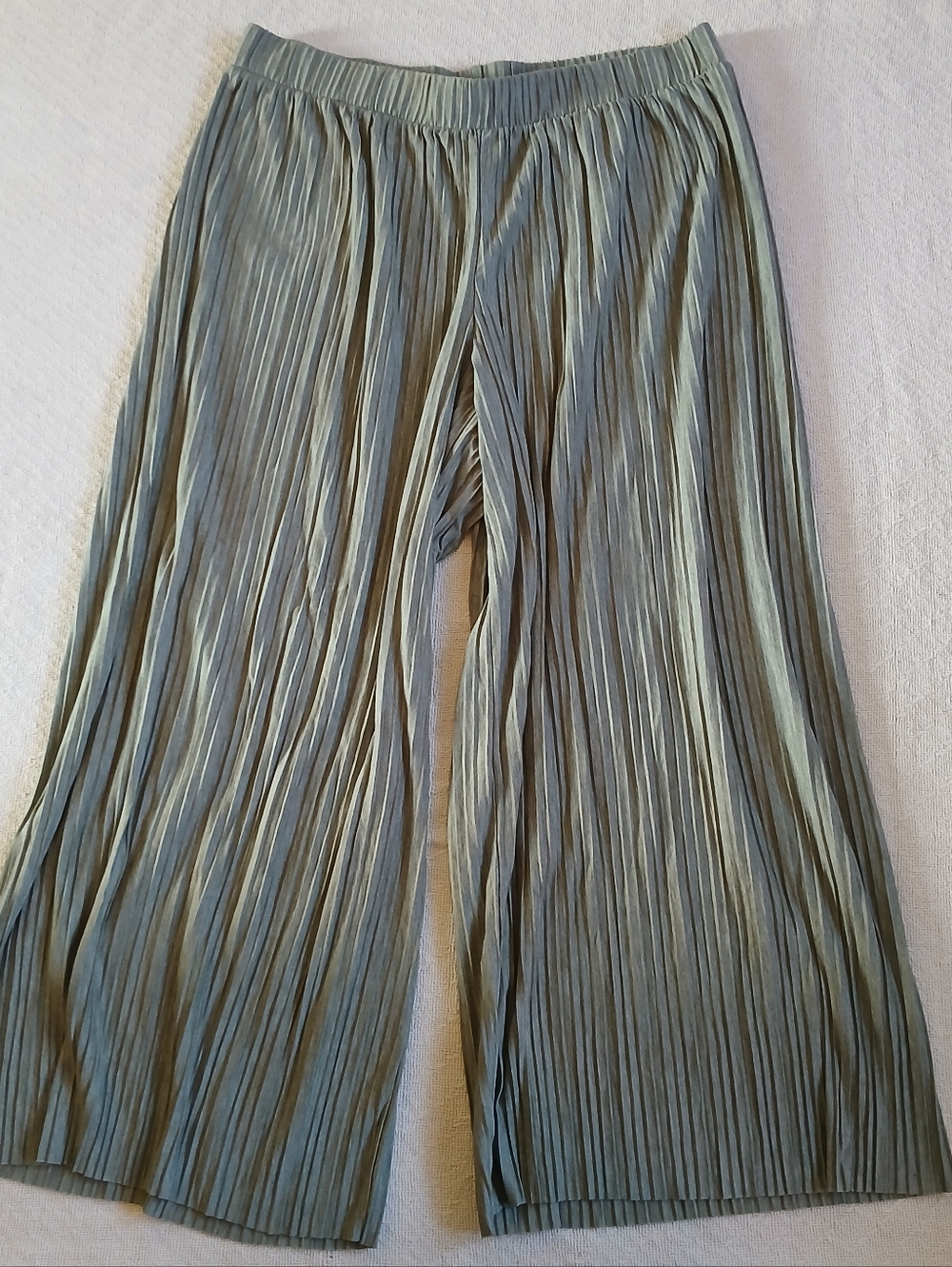 j jill plisse pleated wide leg crop pants sage green resortwear quiet lux large